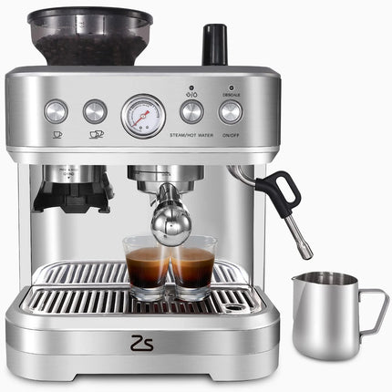 Espresso Coffee Machine 15 Bar with Grinding Coffee Filter Milk Frother, Automatic Coffee Maker for Home