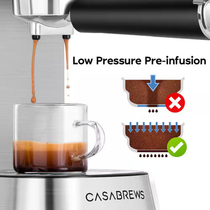 CM5418BASIC 2 Cup Stainless Steel Silver Espresso Machine with Space Saving Design