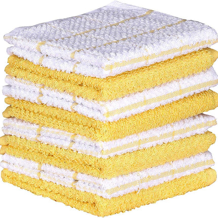 Kitchen Towels Set of 4 - Fast Absorbing, Quick Dry & Super Soft Terry Cotton Dish Towel with Hanging Loop for Cleaning and Drying Dish (16 X 26 Inches - Blue)