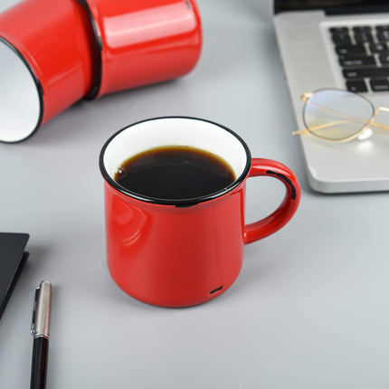 15Oz Red Campfire Ceramic Mugs Set of 4 for Coffee Tea Old Design