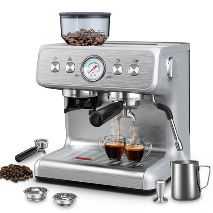 Premium Espresso Machines Featuring Milk Frother Steam Wand, Integrated Coffee Grinder, and Self-Cleaning Functionality