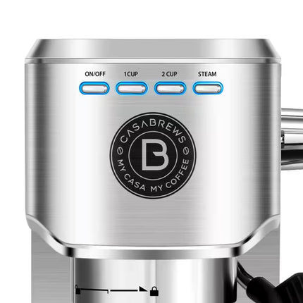 CM5418BASIC 2 Cup Stainless Steel Silver Espresso Machine with Space Saving Design