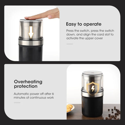 Electric Coffee Bean Grinder with Washable Design for Garlic, Herbs, Grains, and Spices - Automatic Detachable for Effortless Cleaning