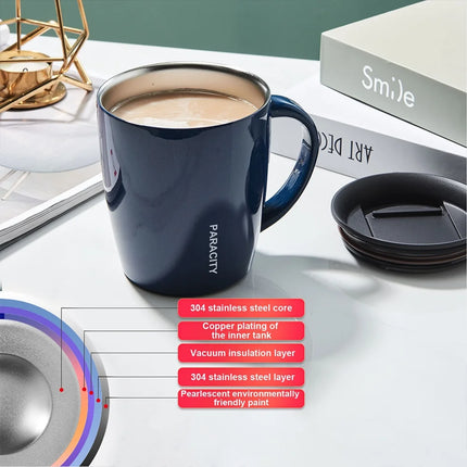 Insulated Coffee Mug Stainless Steel Coffee Mug with Lid Handle Double Wall Vacuum Travel Mug 12 Fl Oz