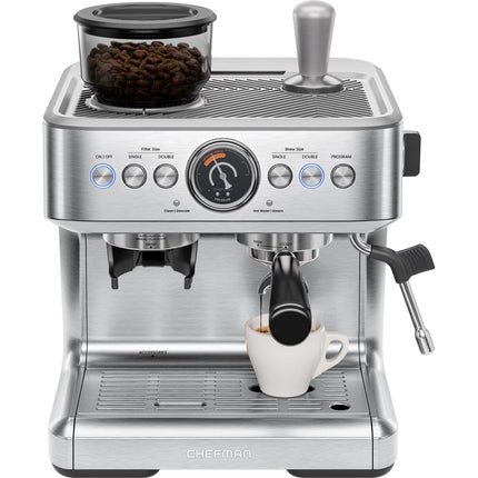 Supreme Espresso Machine with Conical Burr Grinder & Steam Wand – Premium Stainless Steel Design