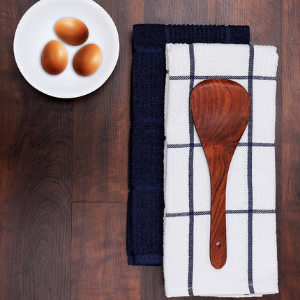 Kitchen Towels Set of 4 - Fast Absorbing, Quick Dry & Super Soft Terry Cotton Dish Towel with Hanging Loop for Cleaning and Drying Dish (16 X 26 Inches - Blue)