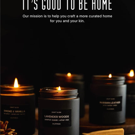 Premium Smoke & Vanilla Candle | Black Scented Candles for Men | Long Lasting with 45 Hour Burn Time, 7.6Oz | Made with Soy | Aromatherapy at Home | Gifts for Men