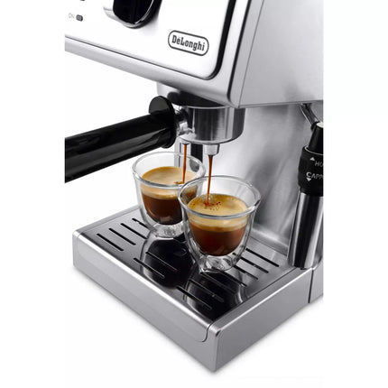 De'Longhi ECP3630 15 Bar Espresso Machine - Sleek Silver Design, Adjustable Cup Shelf, Milk Frother & Removable Water Reservoir