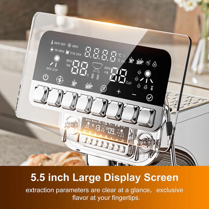 Premium 15 Bar Silver Espresso Machine for Perfect 4-Cup Brews