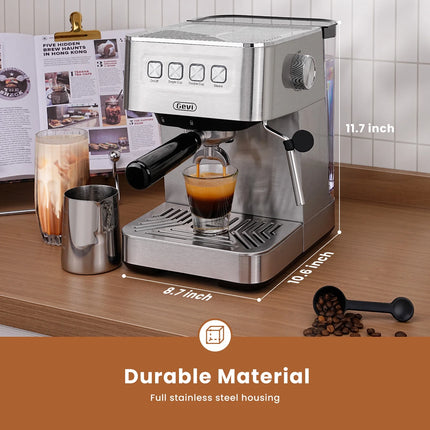Premium 20 Bar Stainless Steel Espresso Machine for Home Baristas