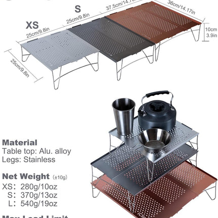 Mini Solo Folding Table Ultralight Compact for Backpacking Camping Hiking Beach Picnic (Silver, Mini)