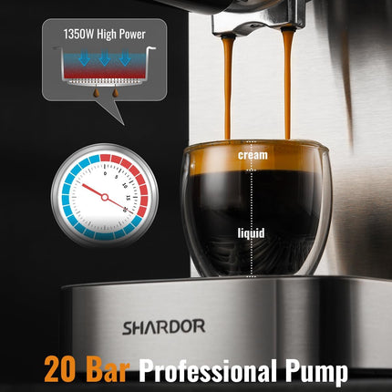 Professional 20 Bar Espresso Machine with Touchscreen & Milk Frother – Perfect for Cappuccinos & Lattes with Adjustable Temperature