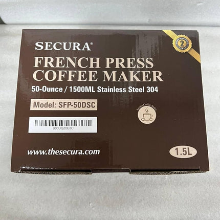 French Press Coffee Maker, 50-Ounce, 304 Stainless Steel Insulated Coffee Press with Extra Screen