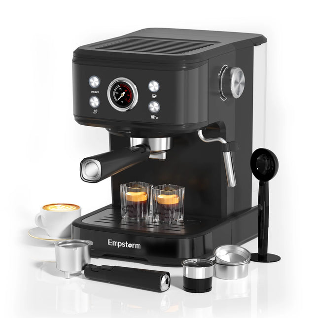 Espresso Machine 20 Bar, Espresso Coffee Maker with Milk Frother Steam Wand Compatible for NS Original Capsules for Latte,Cappuccino,Espresso- Black