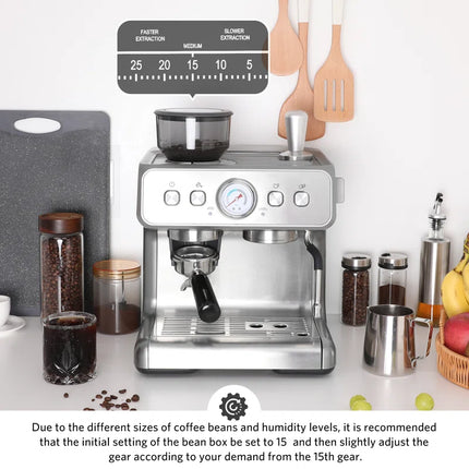 Premium Espresso Machines Featuring Milk Frother Steam Wand, Integrated Coffee Grinder, and Self-Cleaning Functionality