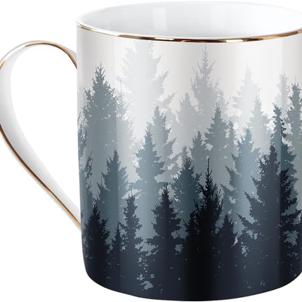 Marble Ceramic Coffee Mug, Tea Cup for Office and Home, 14 OZ, Coffee Tea Cup for Women Men, Black+Gold Marble