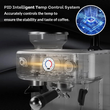Professional Espresso Machine with Integrated Grinder, LCD Display, and Advanced Milk Frother for Single and Double Serve Coffee