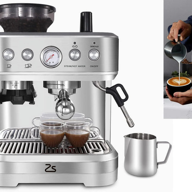 15Bar Espresso Coffee Machine, Cappuccino and Latte, Stainless Steel
