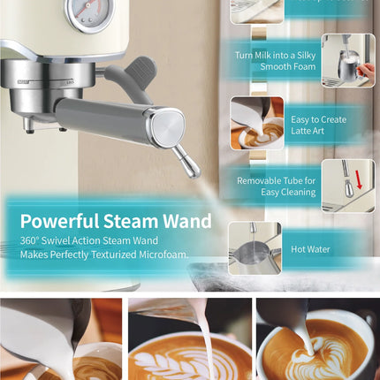 Espresso Machine 20 Bar with Grinder, Professional Espresso Maker with 35 Precise Grind Settings Burr Coffee Grinders Combos, Super-Automatic Espresso Machines, Gift for Coffee Lover