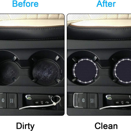 Bling Car Coasters,  2 Pack PVC Car Cup Holder Insert Coaster - anti Slip Universal Vehicle Interior Accessories Crystal Glitter Cup Mats for Women and Men(2.75" Diameter, Black)