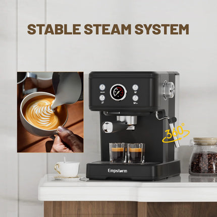 Espresso Machine 20 Bar, Espresso Coffee Maker with Milk Frother Steam Wand Compatible for NS Original Capsules for Latte,Cappuccino,Espresso- Black