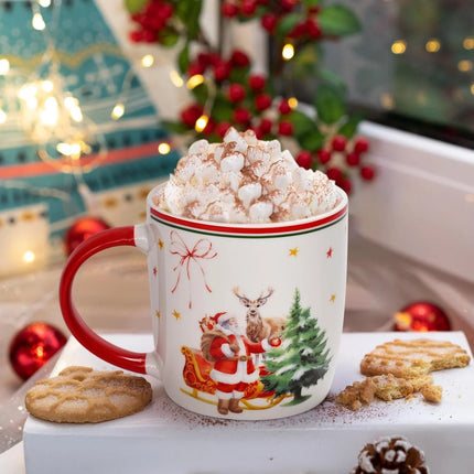 Festive Set of 4 Christmas Coffee Mugs - 11 Oz Ceramic Holiday Drinkware for Santa Lovers - Perfect Merry Christmas Gifts for Women and Kids