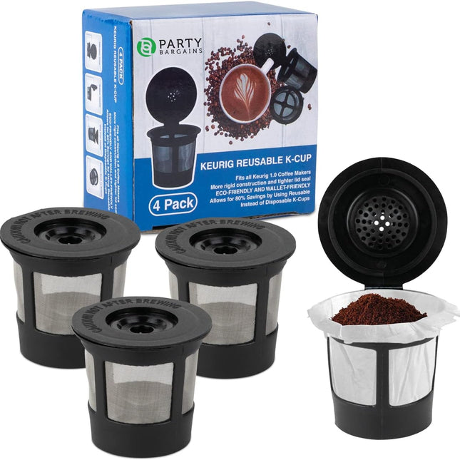 4 Reusable for K-Cups Filter - for Keurig 1.0 Brewers, Eco-Friendly Universal Fit Refillable Single Cup Coffee Filters, Stainless Steel Mesh Filter, Black