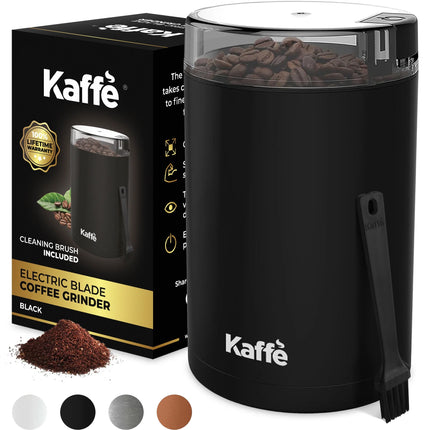 Electric Coffee Grinder (3.5 Oz / 14 Cups) - Premium Quality with Complimentary Cleaning Brush, Black