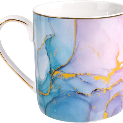 Marble Ceramic Coffee Mug, Tea Cup for Office and Home, 14 OZ, Coffee Tea Cup for Women Men, Black+Gold Marble