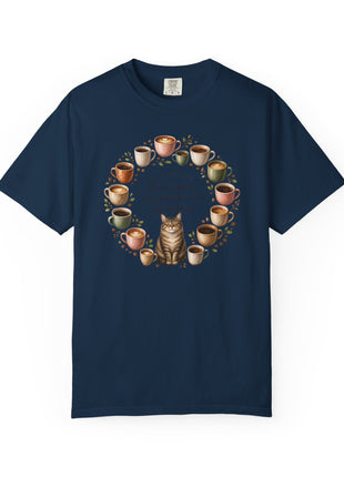 Woodin Creek Coffee Coffee Cat T-Shirt — "Don’t talk to me until I’ve had my coffee" Graphic Tee