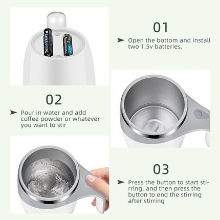 Stainless Steel Self-Stirring Electric Mixing Cup for Coffee and Beverages