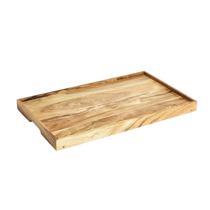 Acacia Wood Rectangular Bed Tray with Stand in Natural Finish Brown, One Size