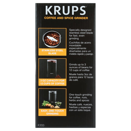 Electric Coffee and Spice Grinder with Stainless Steel Blades - Black