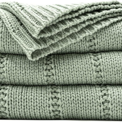 Cable Knit Sage Green Throw Blanket for Couch, Super Soft Warm Cozy Decorative Knitted Throw Blanket 2.3LB for Bed, Sofa, Chair 50"X60"