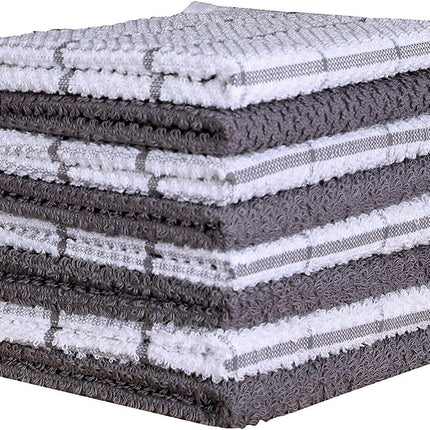 Kitchen Towels Set of 4 - Fast Absorbing, Quick Dry & Super Soft Terry Cotton Dish Towel with Hanging Loop for Cleaning and Drying Dish (16 X 26 Inches - Blue)