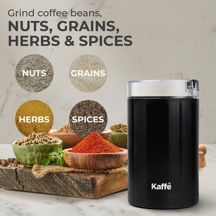 Electric Coffee Grinder (3.5 Oz / 14 Cups) - Premium Quality with Complimentary Cleaning Brush, Black