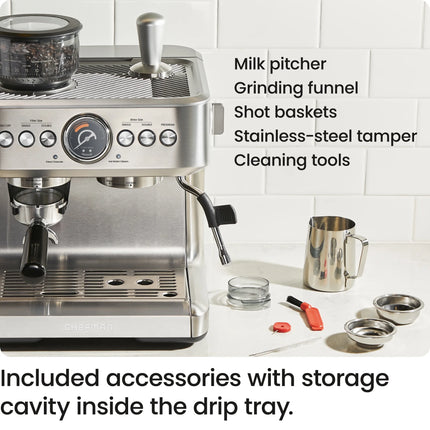 Supreme Espresso Machine with Conical Burr Grinder & Steam Wand – Premium Stainless Steel Design