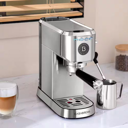 CM5418BASIC 2 Cup Stainless Steel Silver Espresso Machine with Space Saving Design