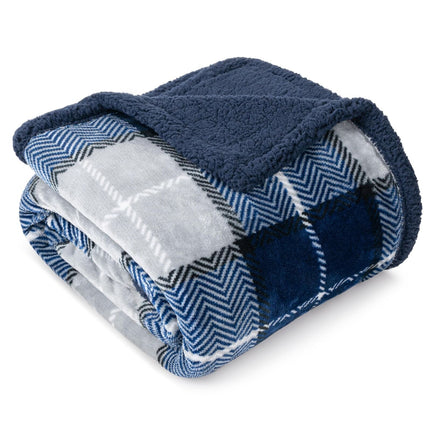 PAVILIA Premium Plaid Sherpa Fleece Bed Blanket Twin Size | Super Soft, Cozy, Pl