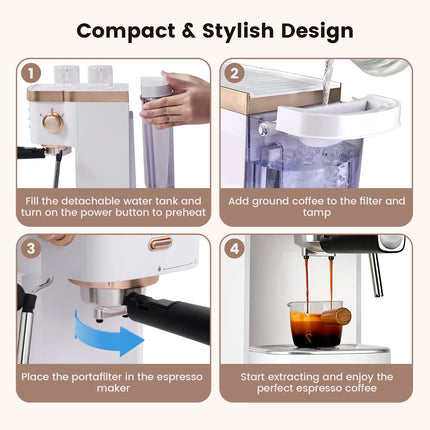 Professional 20 Bar Espresso Machine with Milk Frother - Brew Cafe-Quality Coffee at Home!