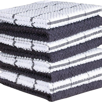 Kitchen Towels Set of 4 - Fast Absorbing, Quick Dry & Super Soft Terry Cotton Dish Towel with Hanging Loop for Cleaning and Drying Dish (16 X 26 Inches - Blue)