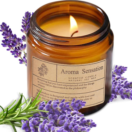 Scented Candles, Lavender Candles for Home, Organic Candles Non Toxic, Soy Candles, Canned Candles for Home Scented, Fall Scented Candles, Stress Relief, Meditation, Yoga (Lavender 7Oz)