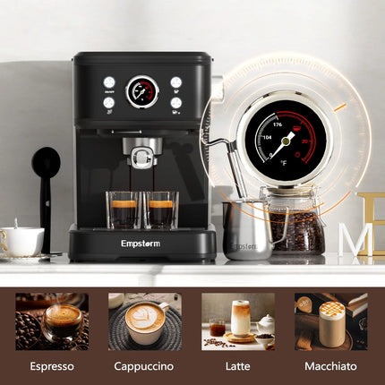 Espresso Machine 20 Bar, Espresso Coffee Maker with Milk Frother Steam Wand Compatible for NS Original Capsules for Latte,Cappuccino,Espresso- Black