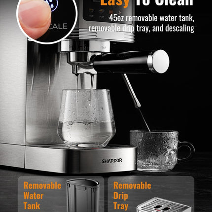 Professional 20 Bar Espresso Machine with Touchscreen & Milk Frother – Perfect for Cappuccinos & Lattes with Adjustable Temperature