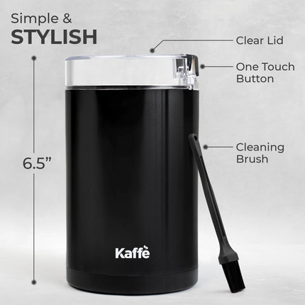 Electric Coffee Grinder (3.5 Oz / 14 Cups) - Premium Quality with Complimentary Cleaning Brush, Black