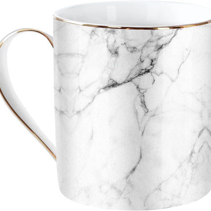 Marble Ceramic Coffee Mug, Tea Cup for Office and Home, 14 OZ, Coffee Tea Cup for Women Men, Black+Gold Marble