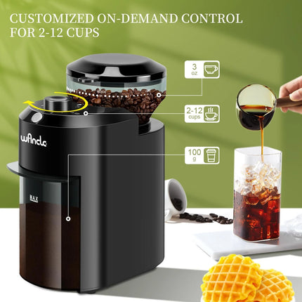 Electric Burr Coffee Grinder - Adjustable with 28 Precise Grind Settings for 12 Cups - Professional Coffee Bean Grinder