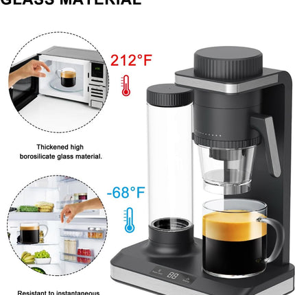 4Pcs Set Simple Glass Coffee Mugs-Hand Blown&Seamless Design,14 Oz Clear Coffee Cups-Heat Resistant and Explosion-Proof,Lightweight Tea Mugs with anti Scald Handle Ideal for Home,Cafe,Coffee Bar