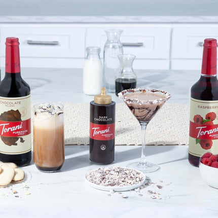 Torani Puremade Dark Chocolate Sauce - 16.5 oz (Pack of 4) - Elevate Your Desserts with Rich Flavor!