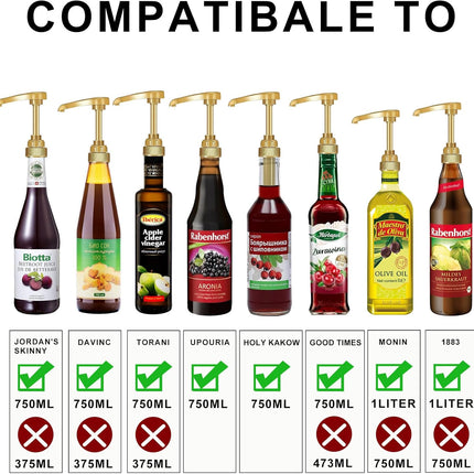 10 Packs Coffee Syrup Pump Dispenser,Fits 25.4 Oz/750Ml Coffee Flavoring Syrup Bottles,No Dripping, Fits Home & Coffee Bar Drinking Mixes,Free 4 Golden Spoons